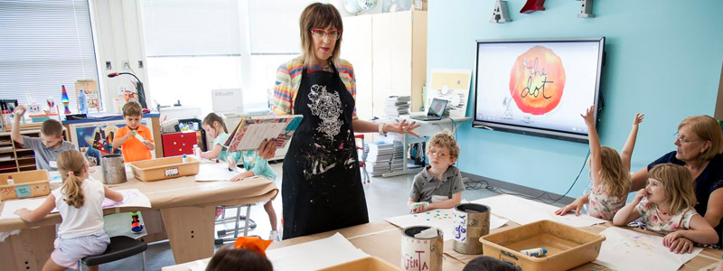 Teacher with her gifted students.